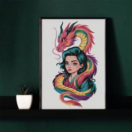 Fantasy Dragon Girl Vector design