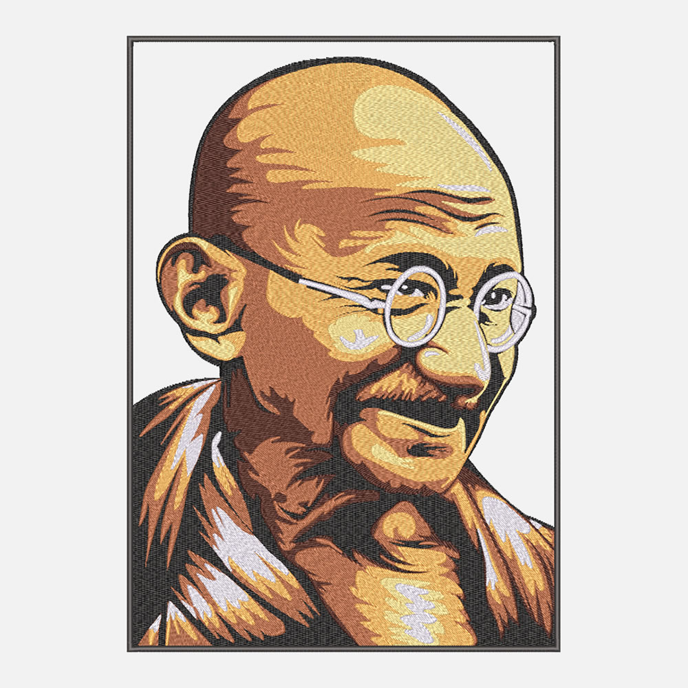 Mahatma Gandhi Portrait Digitized Embroidery Design | Cre8iveSkill