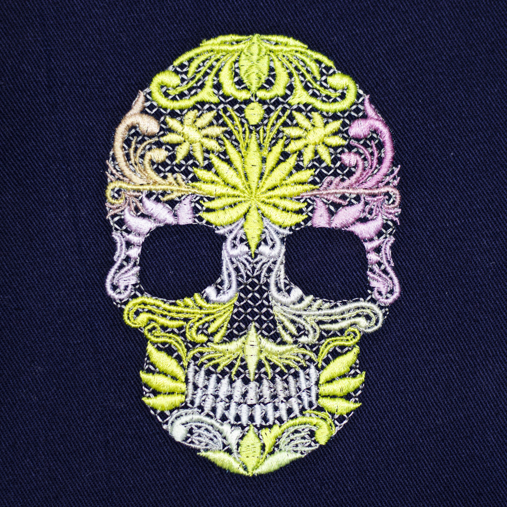 Skull embroidery Coloreel design at Cre8iveskill