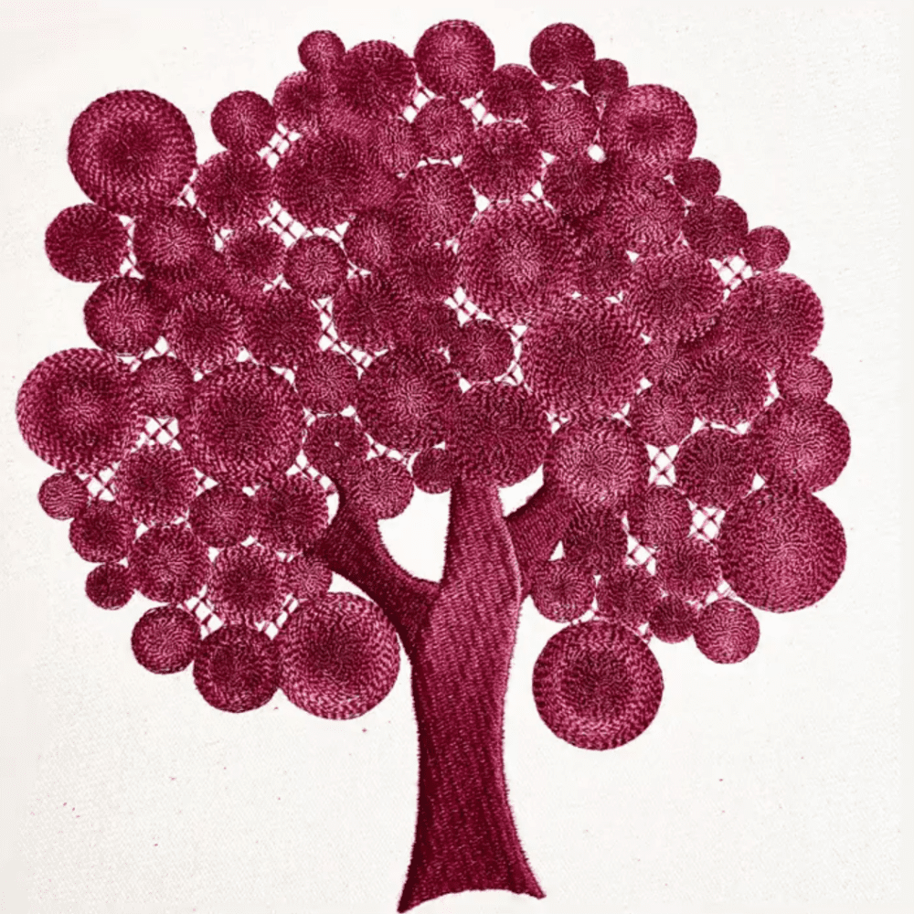 Viva Magenta Tree Coloreel Embroidery Design Sewout | Cre8iveSkill