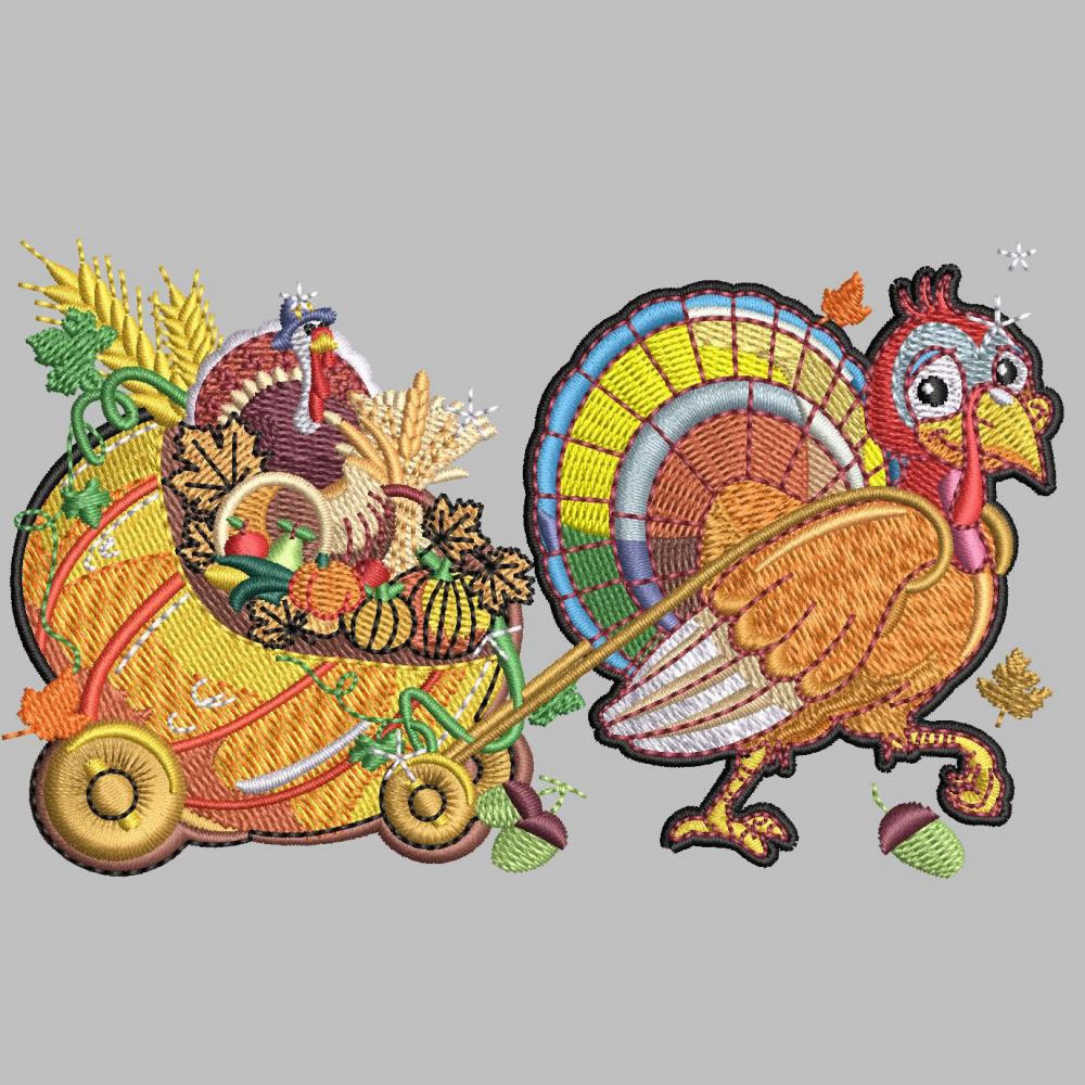 Turkey Embroidery Designs Table Toppers for Thanksgiving