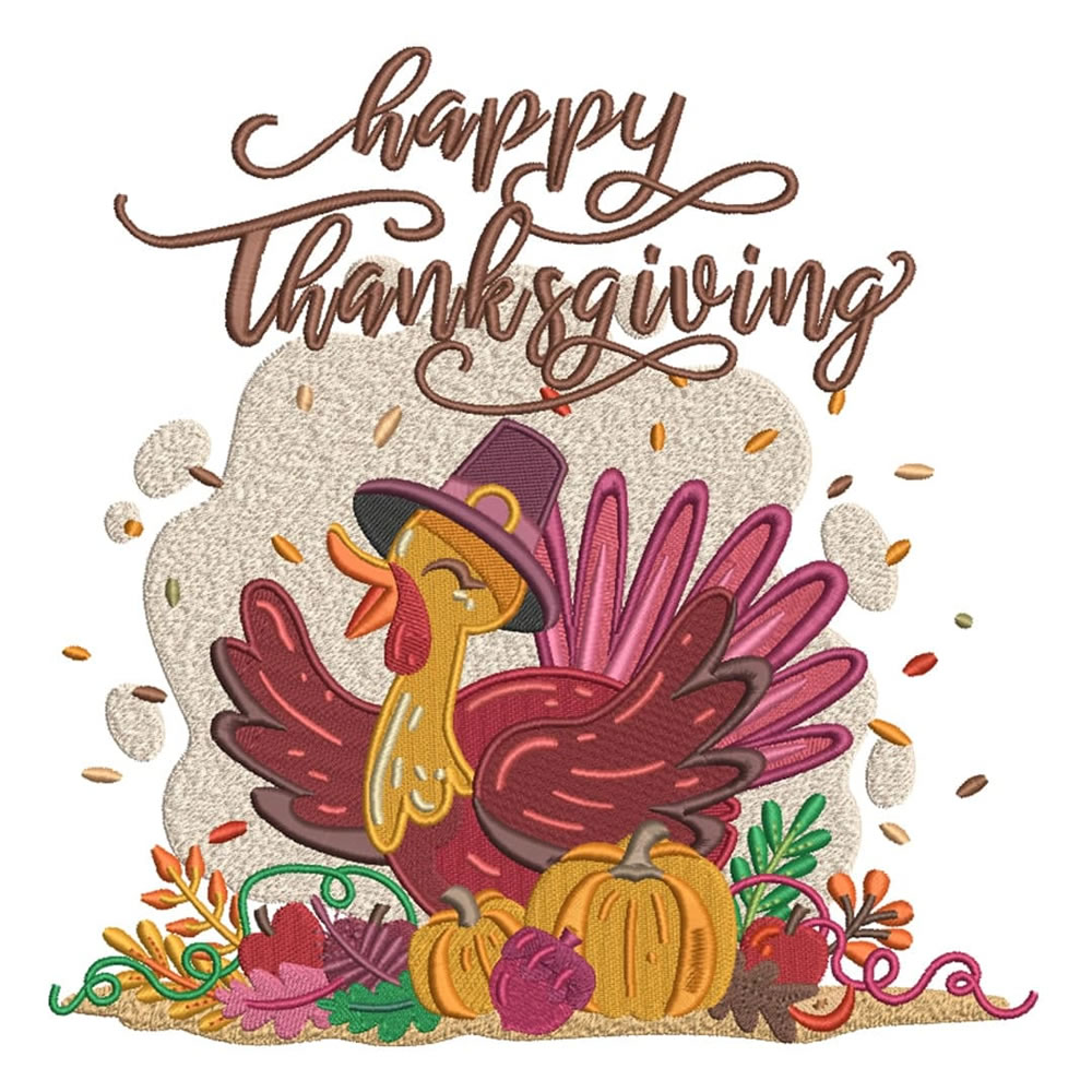 Turkey Embroidery Designs Table Toppers for Thanksgiving